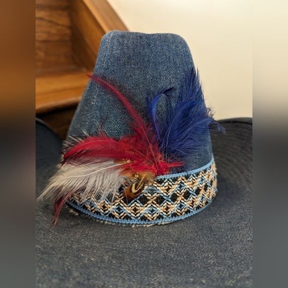 Vintage western 60's blue denim cowboy hat. Size 7-7 1/8 - Picture 4 of 17